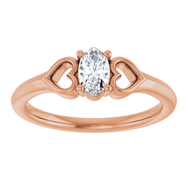 Oval White Sapphire Youth Ring in Rose Gold