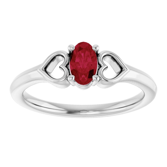 Oval Ruby Youth Ring in White Gold
