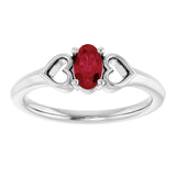 Oval Ruby Youth Ring in White Gold
