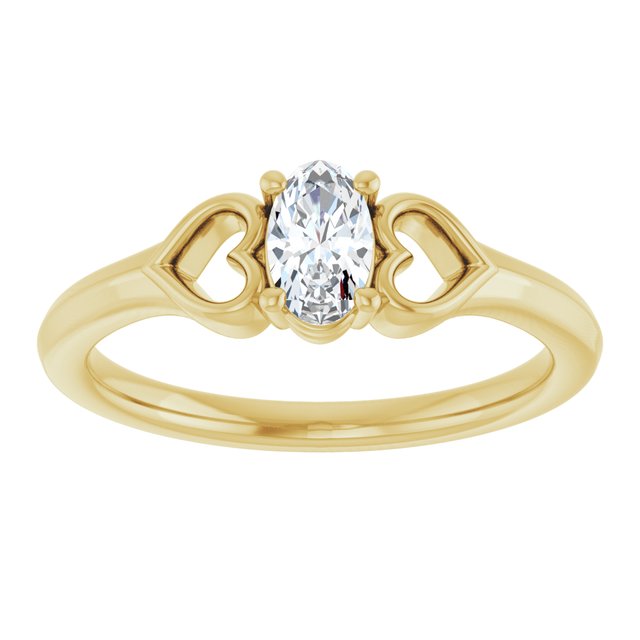 Oval White Sapphire Youth Ring in Yellow Gold