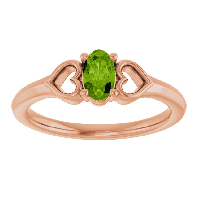 Oval Peridot Youth Ring in Rose Gold