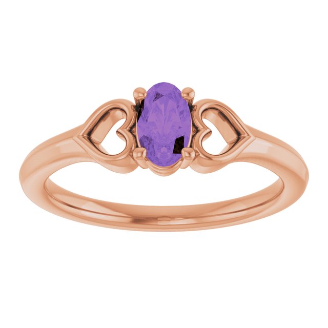 Oval Amethyst Youth Ring in Rose Gold