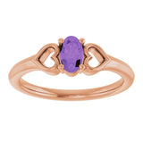 Oval Amethyst Youth Ring in Rose Gold
