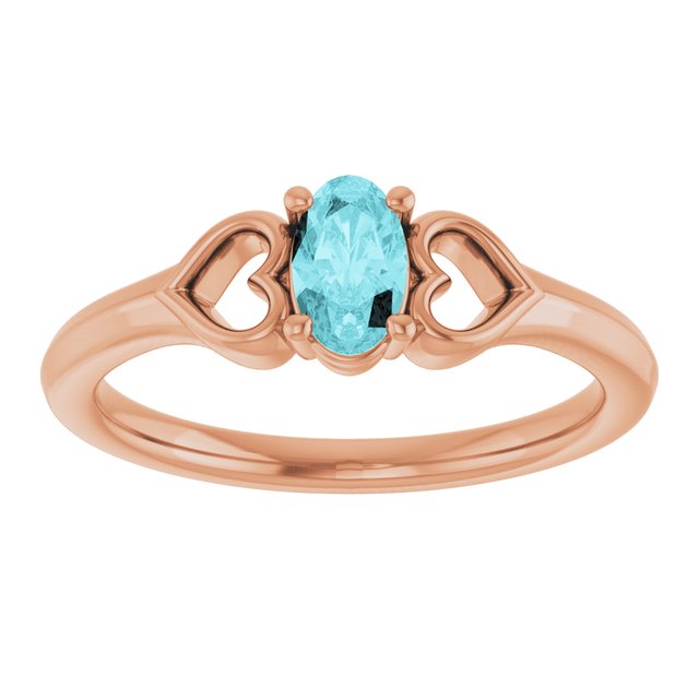 Oval Blue Zircon Youth Ring in Rose Gold