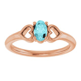 Oval Blue Zircon Youth Ring in Rose Gold