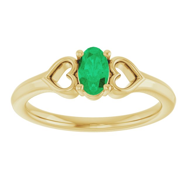 Oval Emerald Youth Ring in Yellow Gold