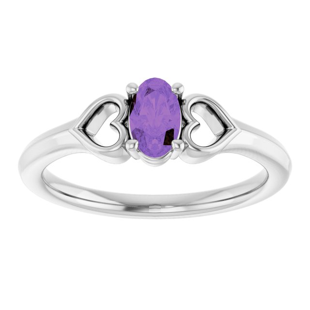 Oval Amethyst Youth Ring in Platinum