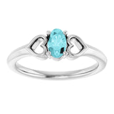 Oval Blue Zircon Youth Ring in White Gold