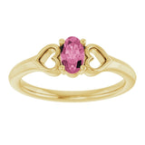 Oval Pink Tourmaline Youth Ring in Yellow Gold