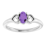 Oval Amethyst Youth Ring in White Gold