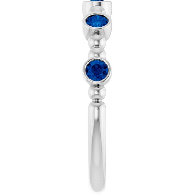 Round Lab-Grown Blue Sapphire Stackable Ring in Gold and Platinum