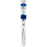 Round Lab-Grown Blue Sapphire Stackable Ring in Gold and Platinum