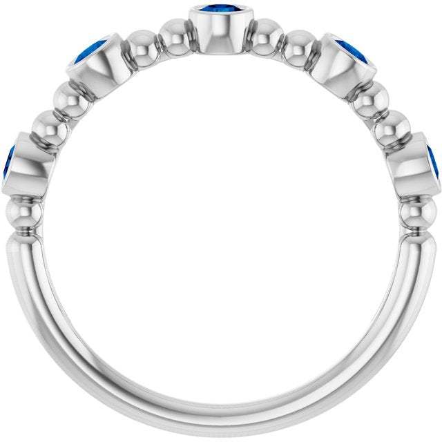Round Lab-Grown Blue Sapphire Stackable Ring in Gold and Platinum