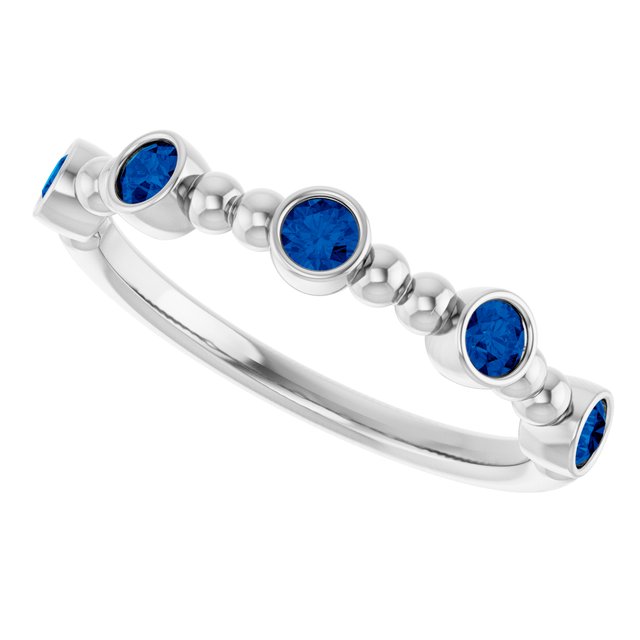 Round Lab-Grown Blue Sapphire Stackable Ring in Gold and Platinum