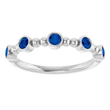 Round Lab-Grown Blue Sapphire Stackable Ring in Gold and Platinum