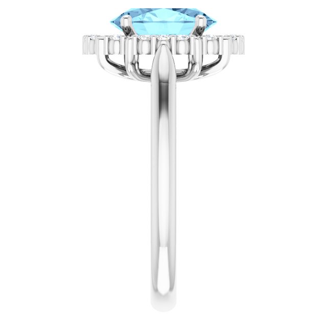 Oval Aquamarine Halo Ring with Diamond Accents in Gold and Platinum