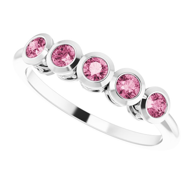 Round Pink Tourmaline Accented Ring in Gold and Platinum