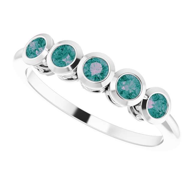 Round Alexandrite Accented Ring in Gold and Platinum