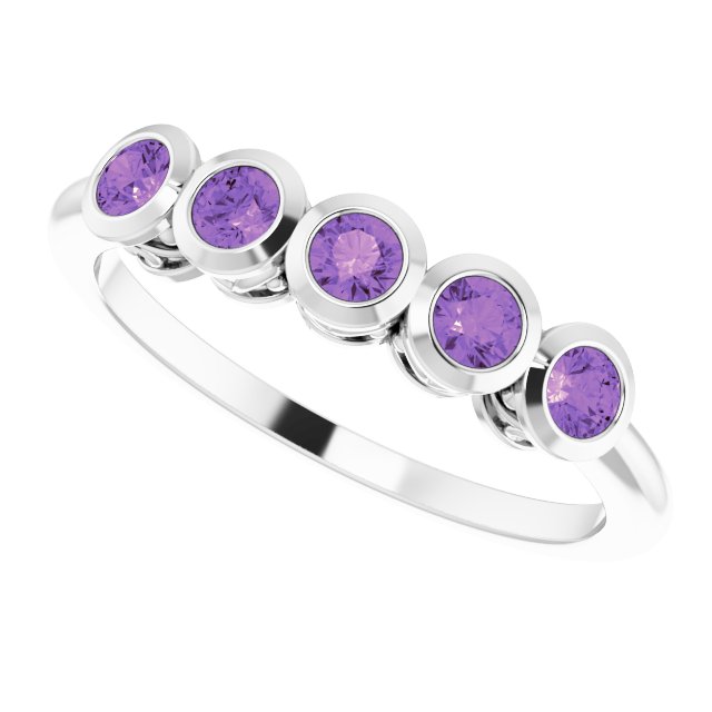 Round Amethyst Accented Ring in Gold and Platinum