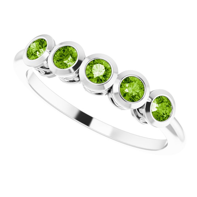 Round Peridot Accented Ring in Gold and Platinum