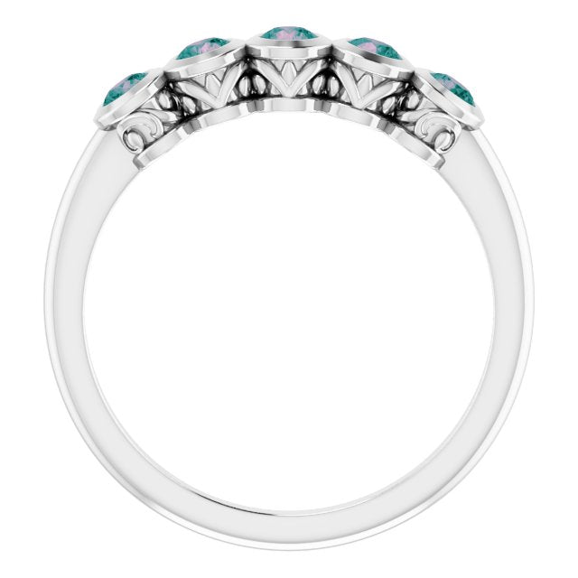 Round Alexandrite Accented Ring in Gold and Platinum