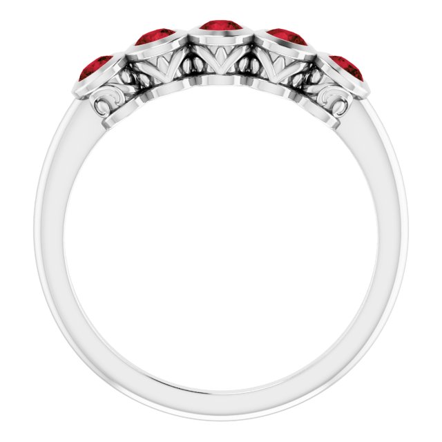 Round Mozambique Garnet Accented Ring in Gold and Platinum