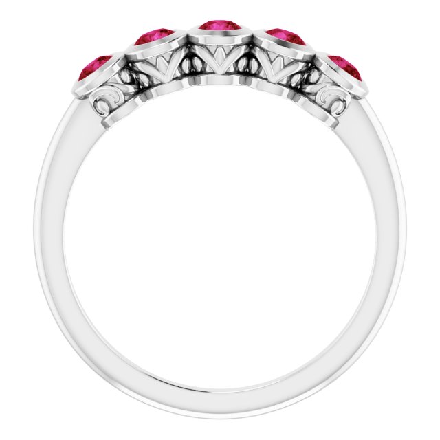 Round Ruby Accented Ring in Gold and Platinum
