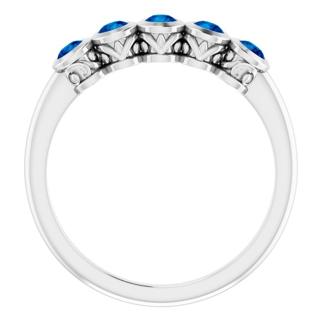 Round Blue Sapphire Accented Ring in Gold and Platinum