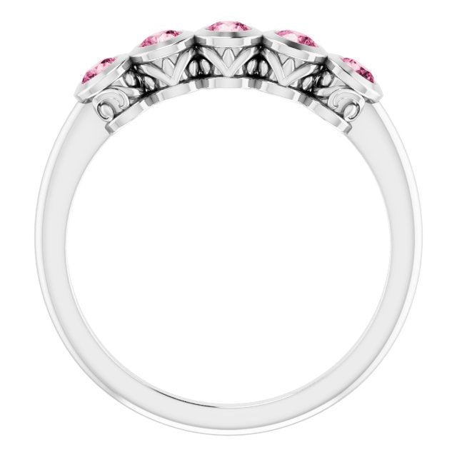 Round Pink Tourmaline Accented Ring in Gold and Platinum