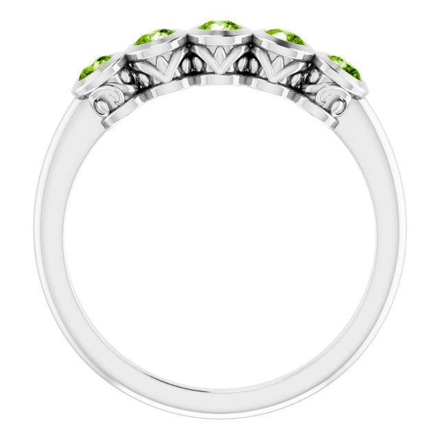 Round Peridot Accented Ring in Gold and Platinum