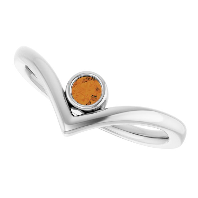 Round Citrine Solitaire Ring in Platinum