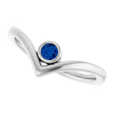 Round Lab-Grown Blue Sapphire Solitaire Ring in White Gold