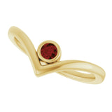 Round Mozambique Garnet Solitaire Ring in Yellow Gold