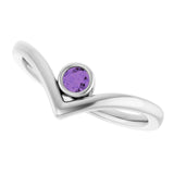 Round Amethyst Solitaire Ring in White Gold
