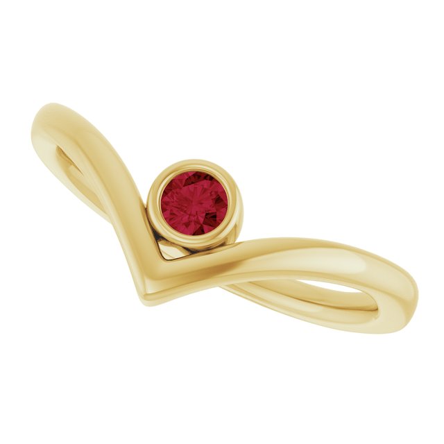 Round Ruby Solitaire Ring in Yellow Gold