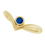 Round Lab-Grown Blue Sapphire Solitaire Ring in Yellow Gold
