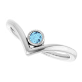 Round Aquamarine Solitaire Ring in White Gold