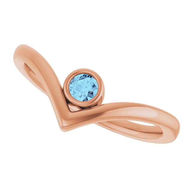 Round Aquamarine Solitaire Ring in Rose Gold