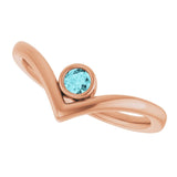 Round Blue Zircon Solitaire Ring in Rose Gold