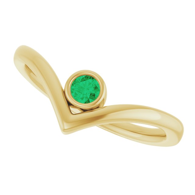 Round Emerald Solitaire Ring in Yellow Gold