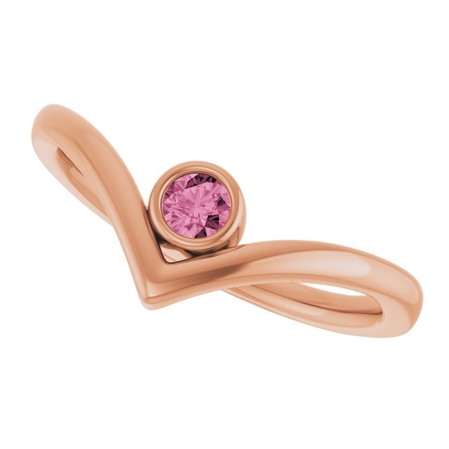 Round Pink Tourmaline Solitaire Ring in Rose Gold