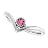 Round Pink Tourmaline Solitaire Ring in White Gold