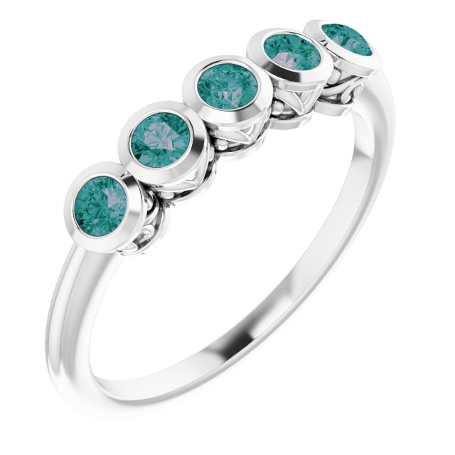 Round Alexandrite Accented Ring in Gold and Platinum