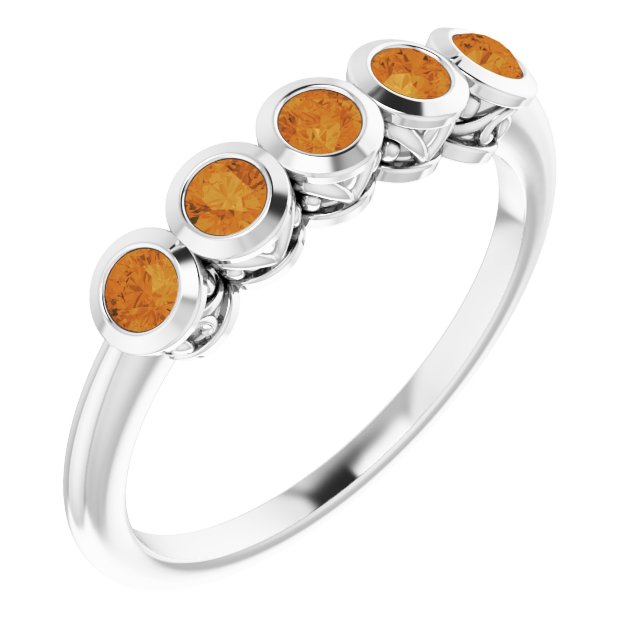 Round Citrine Accented Ring in Gold and Platinum