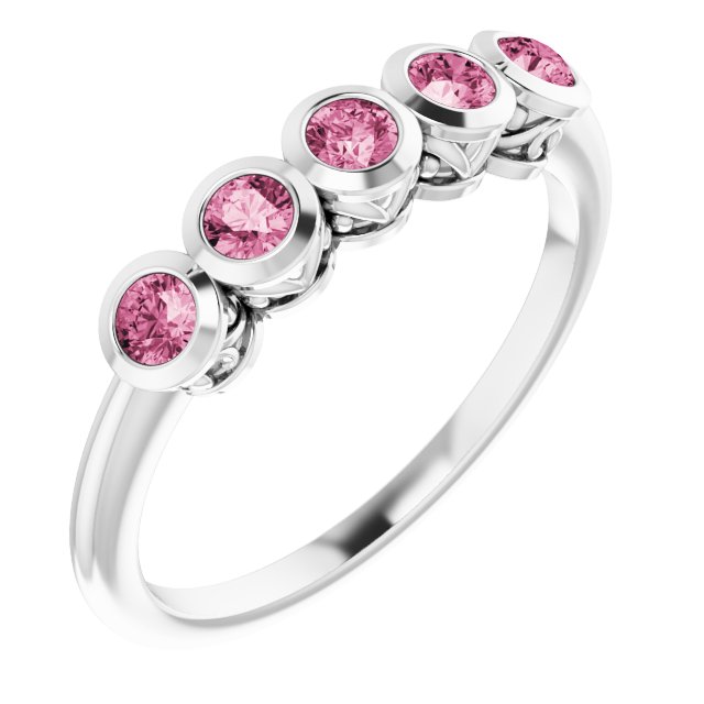 Round Pink Tourmaline Accented Ring in Gold and Platinum