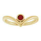 Round Mozambique Garnet Solitaire Ring in Yellow Gold