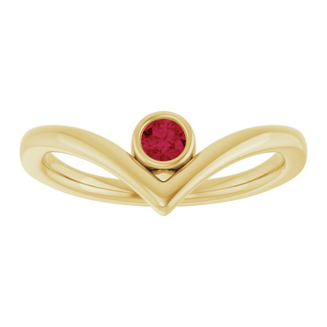 Round Lab-Grown Ruby Solitaire Ring in Yellow Gold