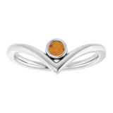 Round Citrine Solitaire Ring in Platinum