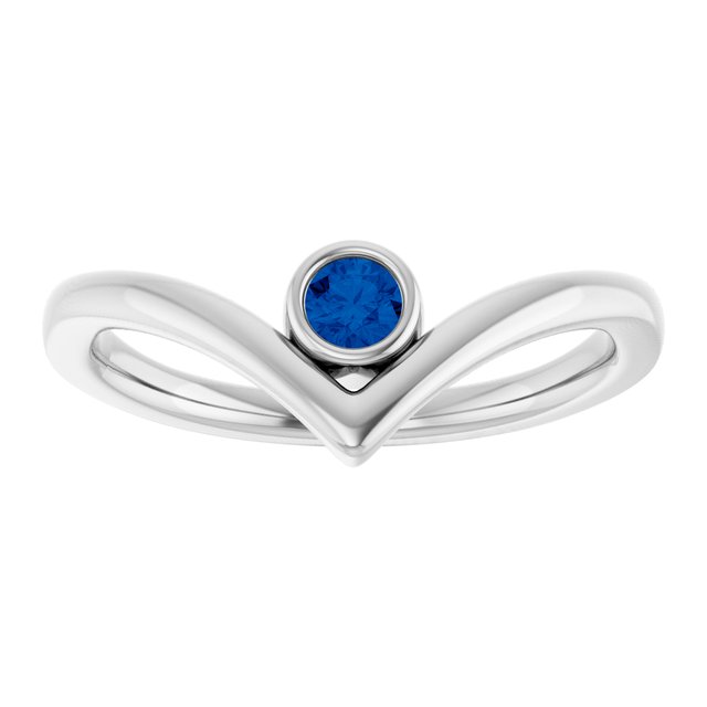 Round Blue Sapphire Solitaire Ring in White Gold