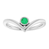 Round Emerald Solitaire Ring in Platinum